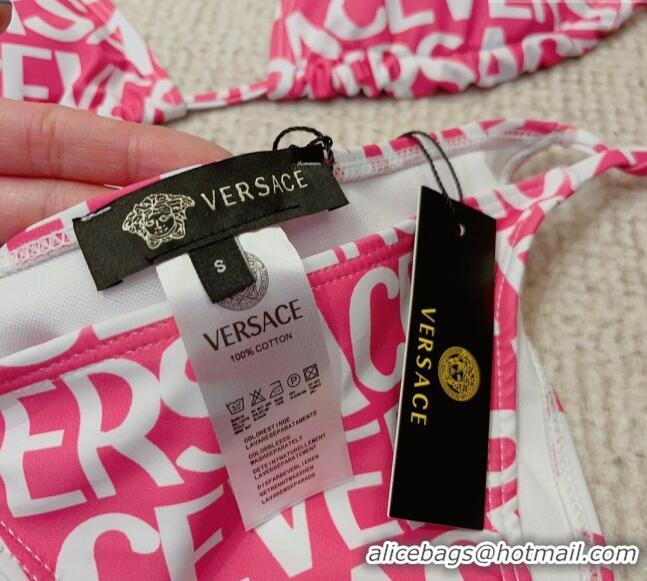 ​Shop Discount Versace Logo Two Pieces Swimwear 0307 Pink 2023