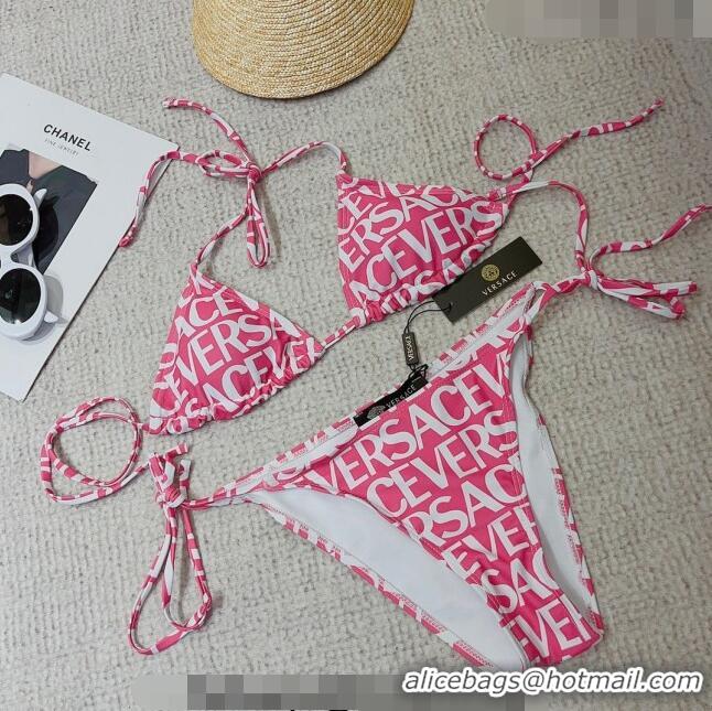 ​Shop Discount Versace Logo Two Pieces Swimwear 0307 Pink 2023