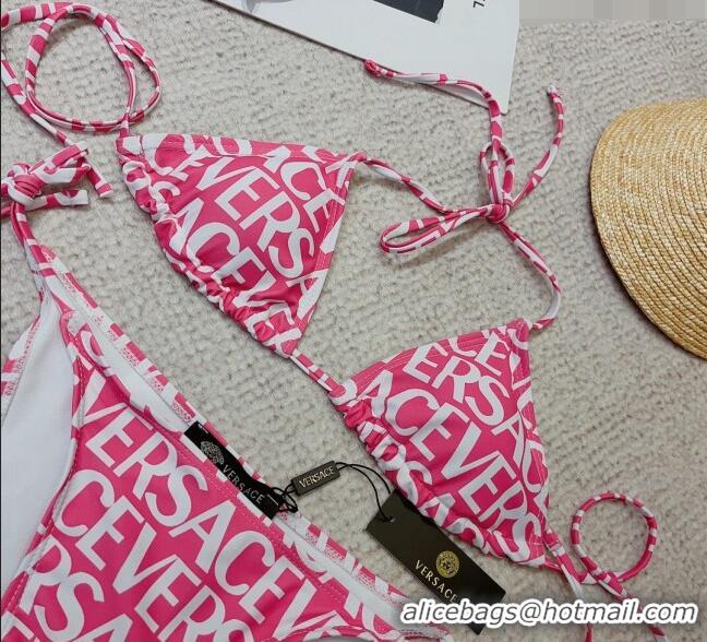 ​Shop Discount Versace Logo Two Pieces Swimwear 0307 Pink 2023