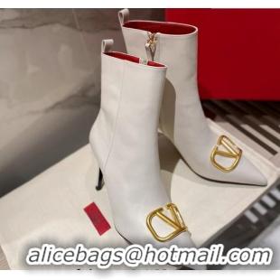 Stylish Valentino VLogo Calfskin Ankle Boots 8cm White 1011105