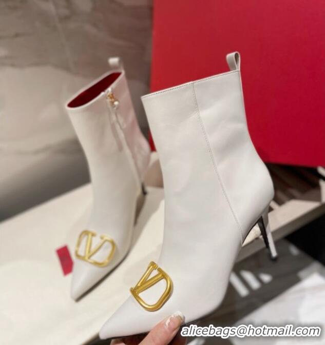 Stylish Valentino VLogo Calfskin Ankle Boots 8cm White 1011105