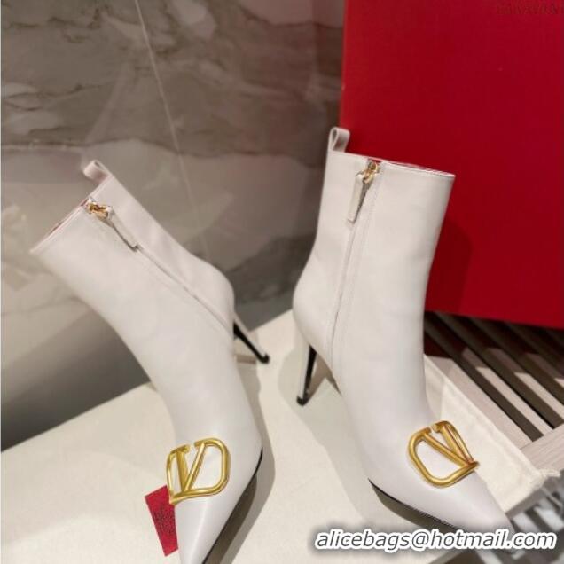 Stylish Valentino VLogo Calfskin Ankle Boots 8cm White 1011105