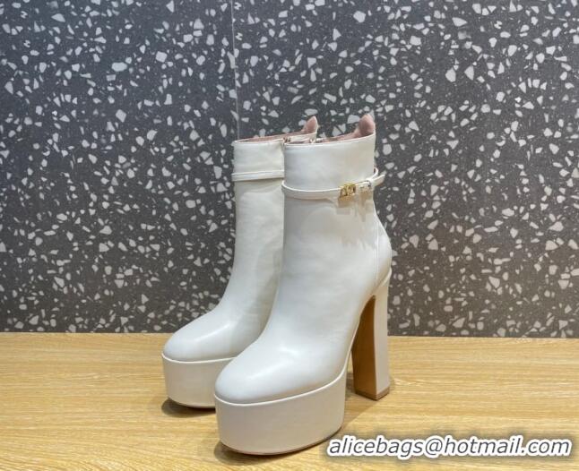 Pretty Style Valentino Garavani Tan-Go Calfskin Platform Ankle Boots 12cm White 1011108