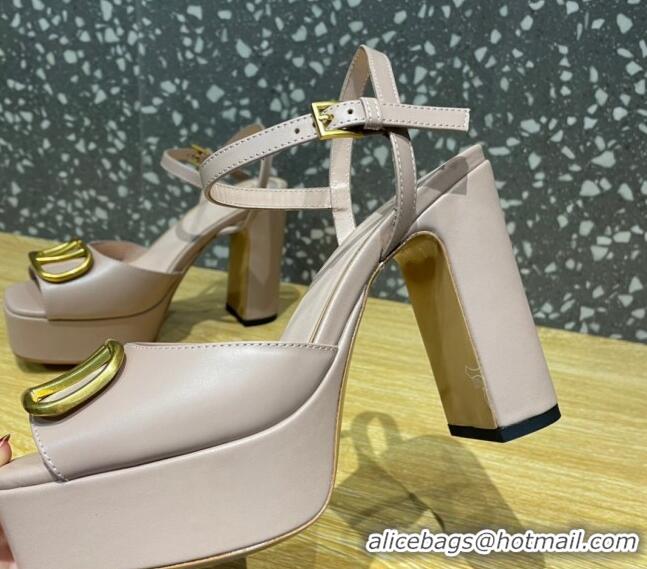 Good Product Valentino Calfskin Platform High Heel Sandals 11cm Dusty Pink 1011114