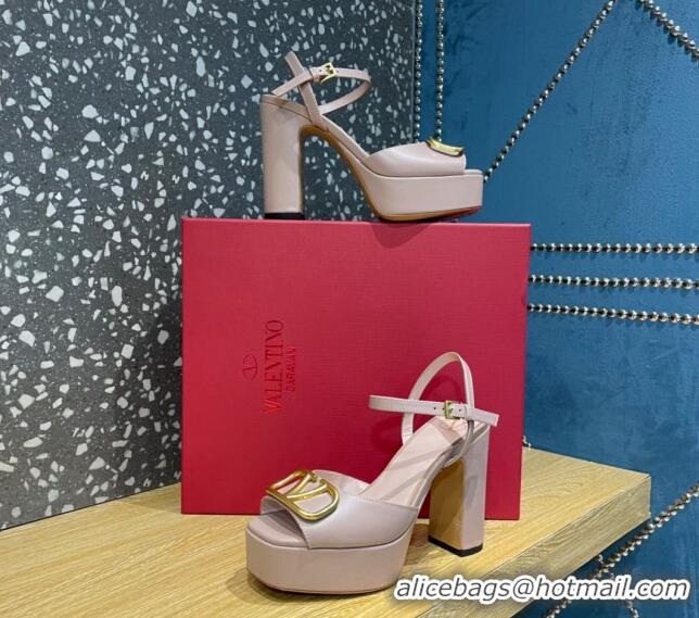 Good Product Valentino Calfskin Platform High Heel Sandals 11cm Dusty Pink 1011114