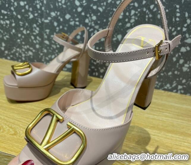 Good Product Valentino Calfskin Platform High Heel Sandals 11cm Dusty Pink 1011114