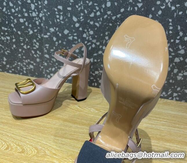 Good Product Valentino Calfskin Platform High Heel Sandals 11cm Dusty Pink 1011114