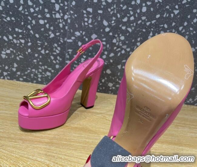 Best Grade Valentino Calfskin Platform High Heel Slingback Sandals 11cm Pink 2101201