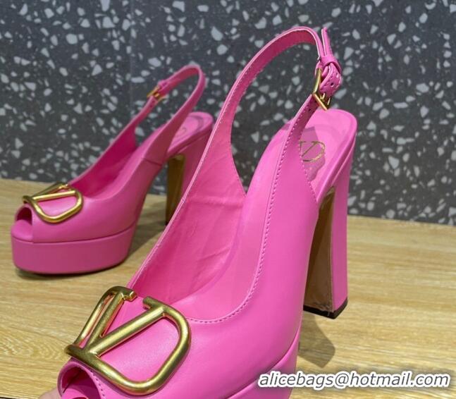 Best Grade Valentino Calfskin Platform High Heel Slingback Sandals 11cm Pink 2101201