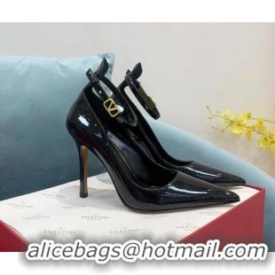 Luxury Valentino Tan-Go Patent Leather High Heel Pumps 10cm Black 110308