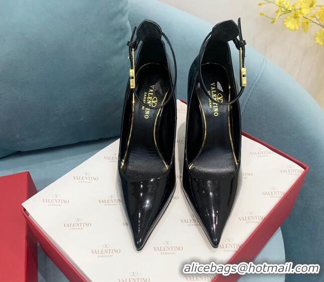 Luxury Valentino Tan-Go Patent Leather High Heel Pumps 10cm Black 110308