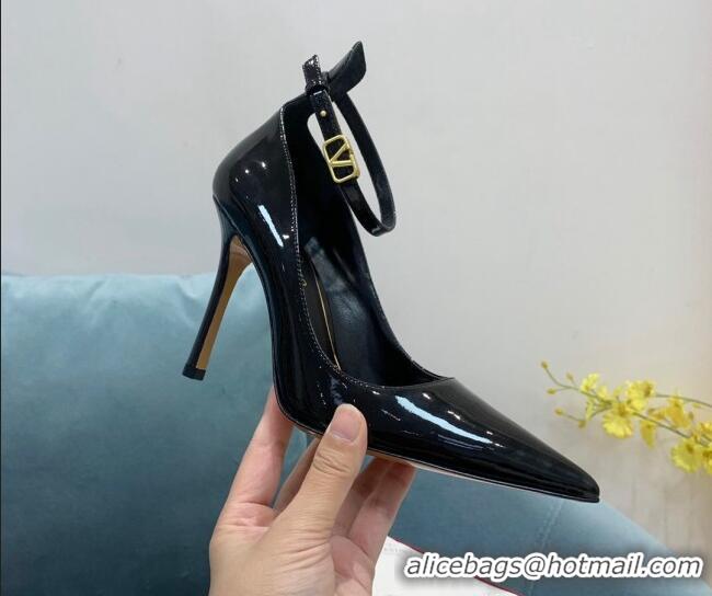 Luxury Valentino Tan-Go Patent Leather High Heel Pumps 10cm Black 110308