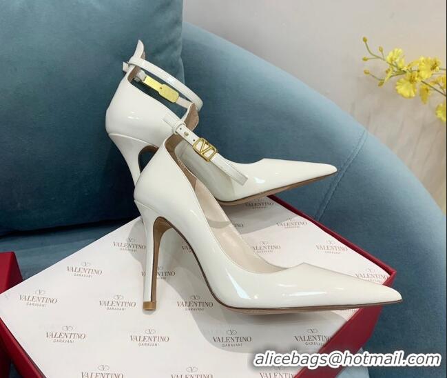 Lower Price Valentino Tan-Go Patent Leather High Heel Pumps 10cm White 110309