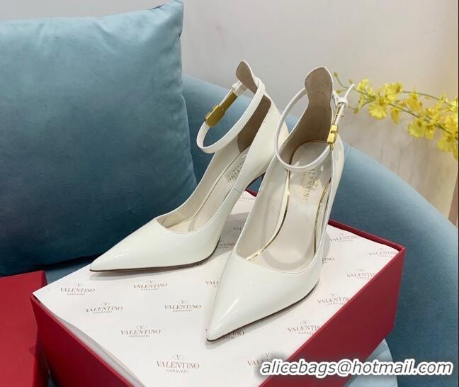 Lower Price Valentino Tan-Go Patent Leather High Heel Pumps 10cm White 110309