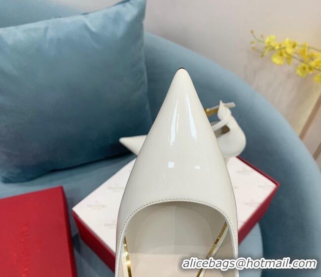 Lower Price Valentino Tan-Go Patent Leather High Heel Pumps 10cm White 110309