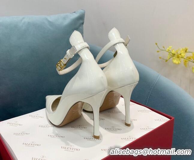 Lower Price Valentino Tan-Go Patent Leather High Heel Pumps 10cm White 110309