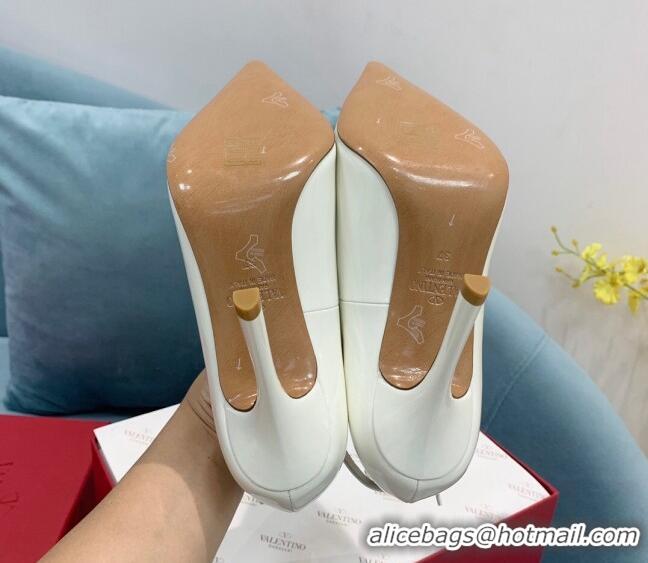 Lower Price Valentino Tan-Go Patent Leather High Heel Pumps 10cm White 110309