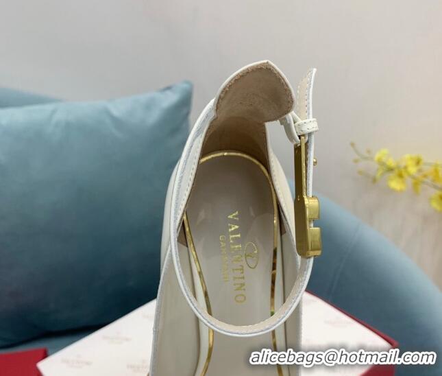 Lower Price Valentino Tan-Go Patent Leather High Heel Pumps 10cm White 110309