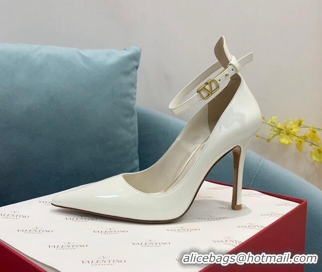 Lower Price Valentino Tan-Go Patent Leather High Heel Pumps 10cm White 110309