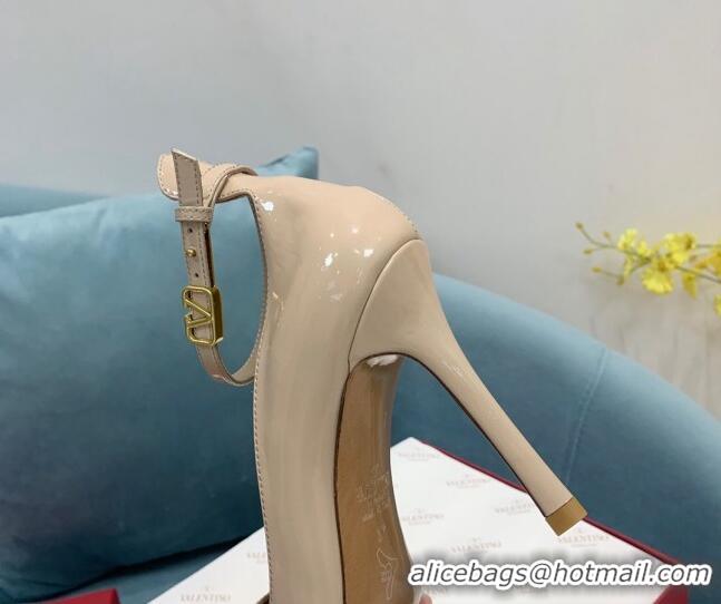 Hot Style Valentino Tan-Go Patent Leather High Heel Pumps 10cm Beige 110310 