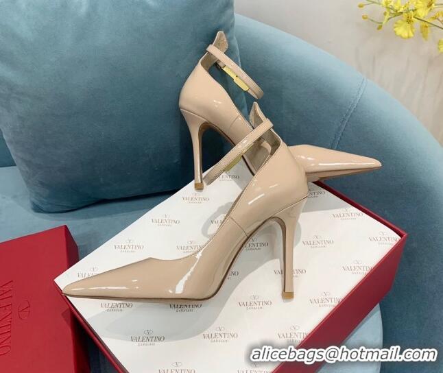 Hot Style Valentino Tan-Go Patent Leather High Heel Pumps 10cm Beige 110310 