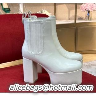 Grade Quality Valentino Club Platform Ankle Boots 10cm in Calfskin Leather White 2110314