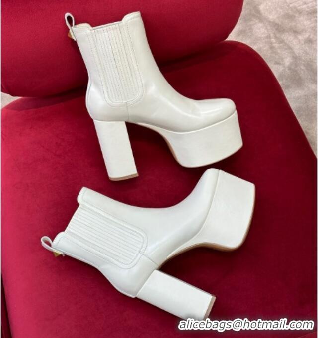 Grade Quality Valentino Club Platform Ankle Boots 10cm in Calfskin Leather White 2110314