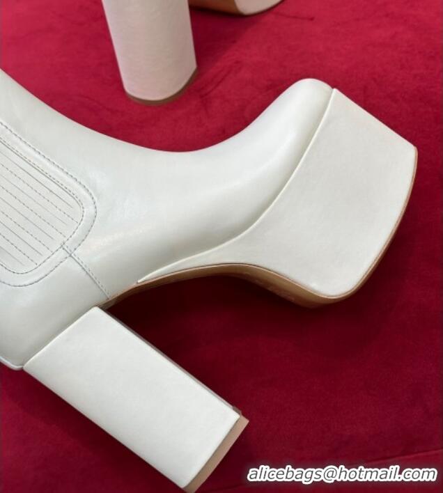 Grade Quality Valentino Club Platform Ankle Boots 10cm in Calfskin Leather White 2110314