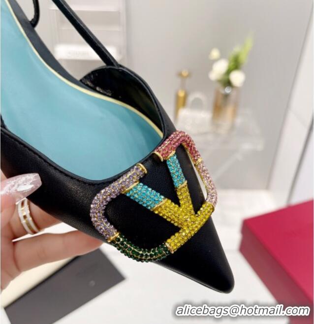 Most Popular Valentino VLogo Signature Calfskin Slingback Flat Ballerina Black 1103072