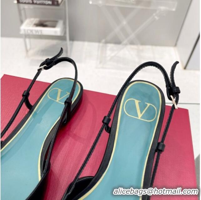 Most Popular Valentino VLogo Signature Calfskin Slingback Flat Ballerina Black 1103072