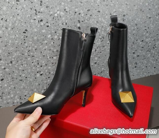 Unique Style Valentino One Stud Calfskin High Heel Ankle Boots 8cm Black 1128465