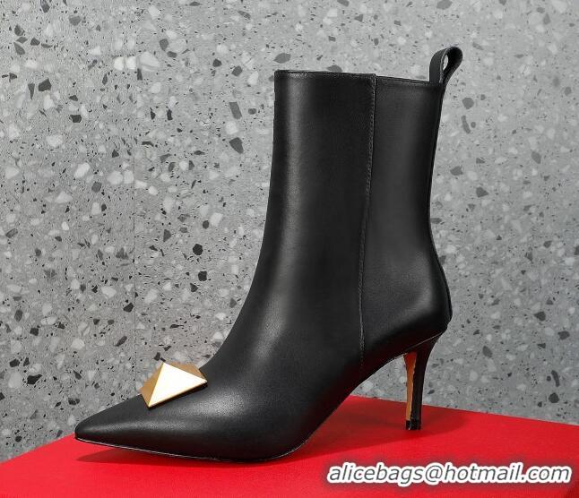 Unique Style Valentino One Stud Calfskin High Heel Ankle Boots 8cm Black 1128465