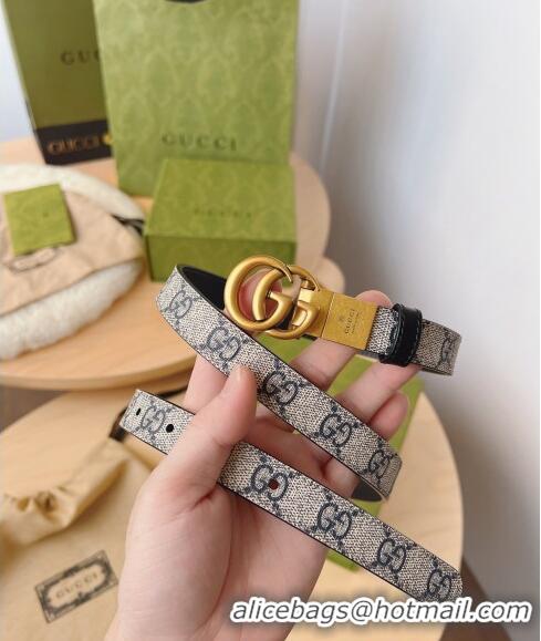 Promotional Gucci GG Canvas Belt 2cm with GG Buckle 033069 Beige/Blue/Gold