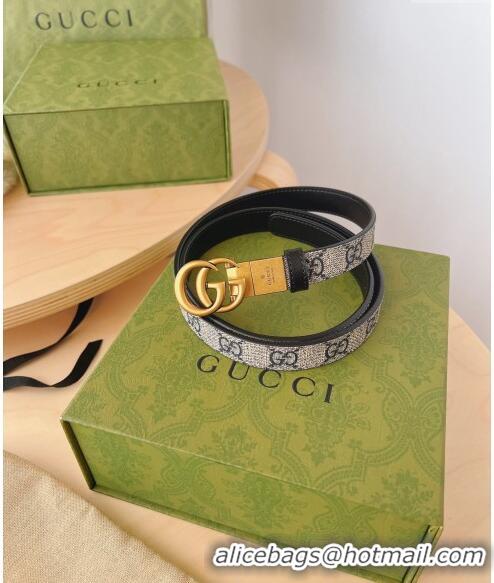 Promotional Gucci GG Canvas Belt 2cm with GG Buckle 033069 Beige/Blue/Gold