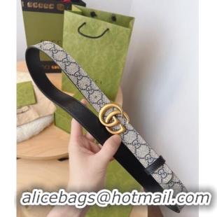 Promotional Gucci GG Canvas Belt 3cm with GG Buckle 033071 Beige/Blue/Gold