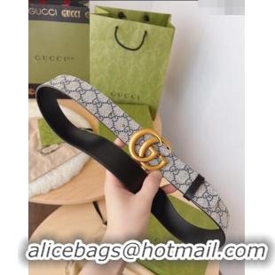 Trendy Design Gucci GG Canvas Belt 3.7cm with GG Buckle 033073 Beige/Blue/Gold