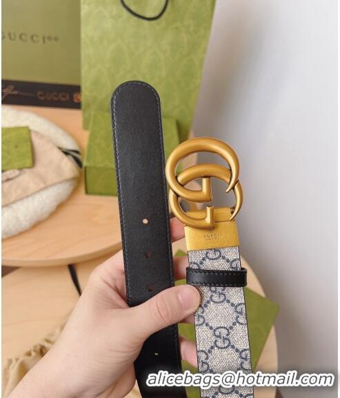 Trendy Design Gucci GG Canvas Belt 3.7cm with GG Buckle 033073 Beige/Blue/Gold