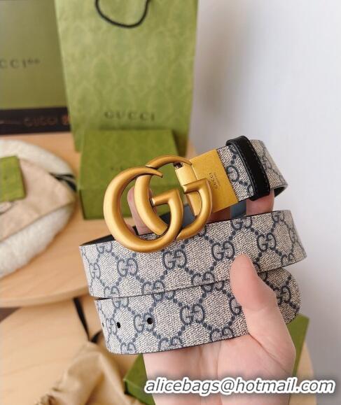 Trendy Design Gucci GG Canvas Belt 3.7cm with GG Buckle 033073 Beige/Blue/Gold