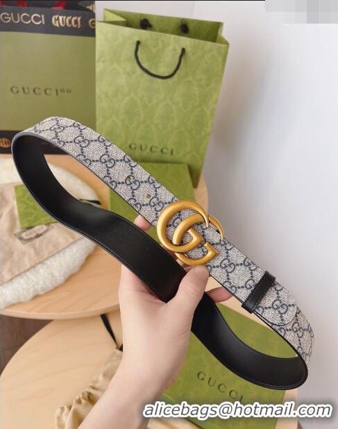 Trendy Design Gucci GG Canvas Belt 3.7cm with GG Buckle 033073 Beige/Blue/Gold