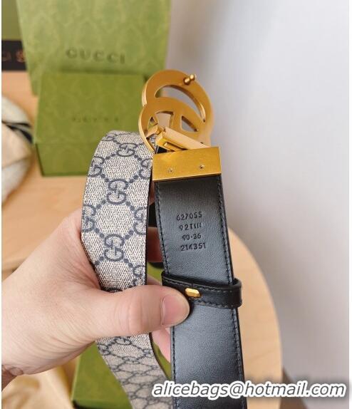 Trendy Design Gucci GG Canvas Belt 3.7cm with GG Buckle 033073 Beige/Blue/Gold