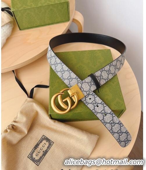 Trendy Design Gucci GG Canvas Belt 3.7cm with GG Buckle 033073 Beige/Blue/Gold