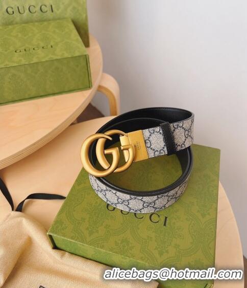 Trendy Design Gucci GG Canvas Belt 3.7cm with GG Buckle 033073 Beige/Blue/Gold