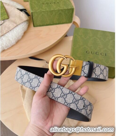 Trendy Design Gucci GG Canvas Belt 3.7cm with GG Buckle 033073 Beige/Blue/Gold