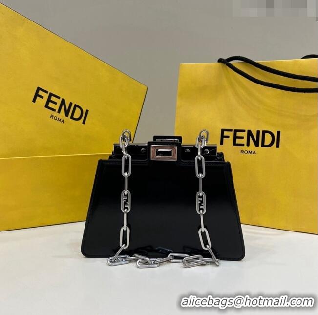 Inexpensive Fendi Peekaboo Cut Petite Mini Bag in FD1625 Black Glossy Leather 2023