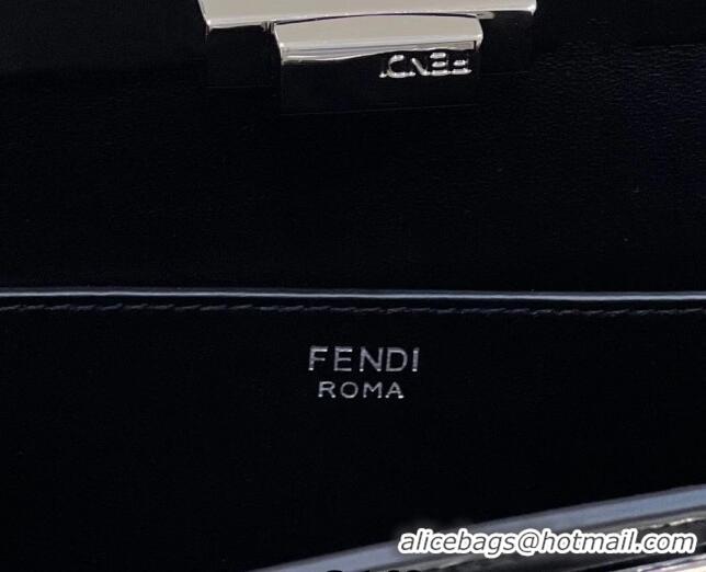 Famous Brand Fendi Peekaboo Cut Medium Bag in FD1627 Black Glossy Leather 2023