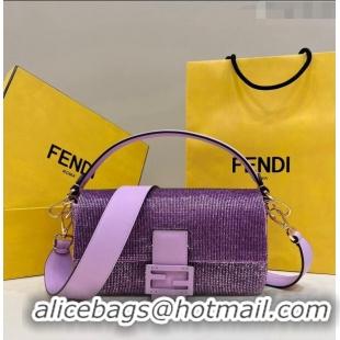 Unique Grade Fendi Baguette Medium Bag in Purple Beads 2023 8599 TOP