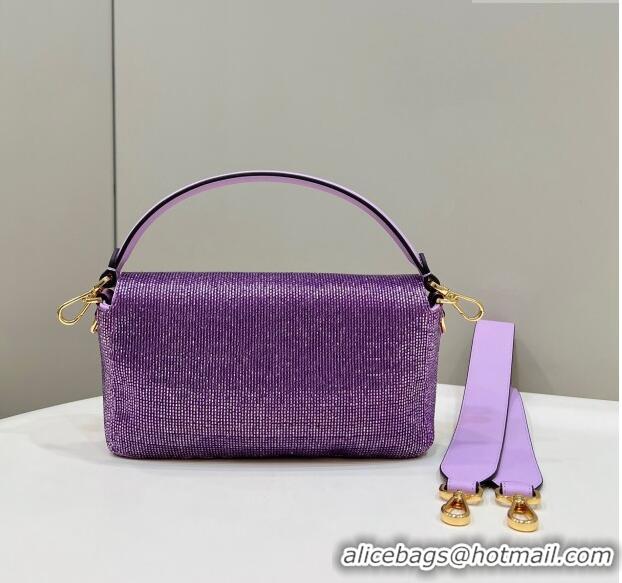 Unique Grade Fendi Baguette Medium Bag in Purple Beads 2023 8599 TOP