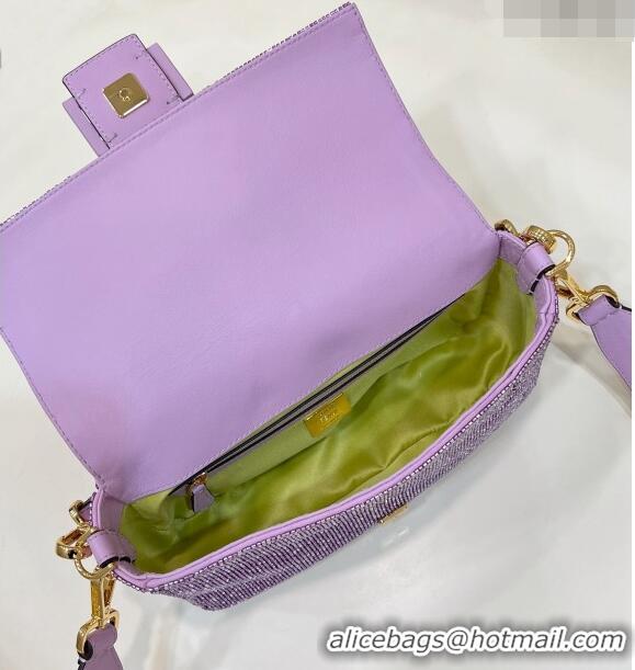 Unique Grade Fendi Baguette Medium Bag in Purple Beads 2023 8599 TOP