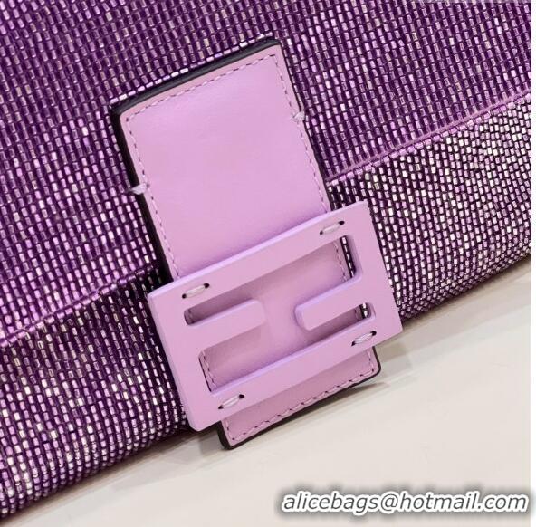 Unique Grade Fendi Baguette Medium Bag in Purple Beads 2023 8599 TOP