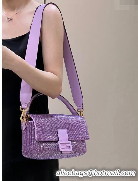 Unique Grade Fendi Baguette Medium Bag in Purple Beads 2023 8599 TOP